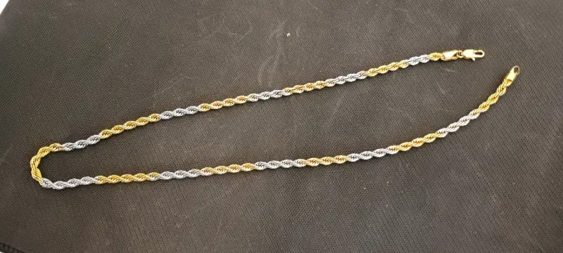 Collar bicolor de cadena trenzada de bisutería - 5