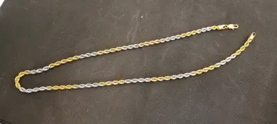 Collar bicolor de cadena trenzada de bisutería - miniatura 5
