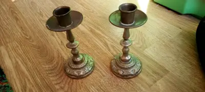 Candelabros de bronce vintage decorativos - miniatura 1
