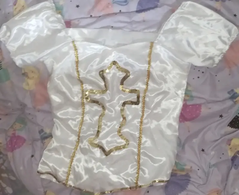 Disfraz de ángel o diablada blanco con dorados - 1