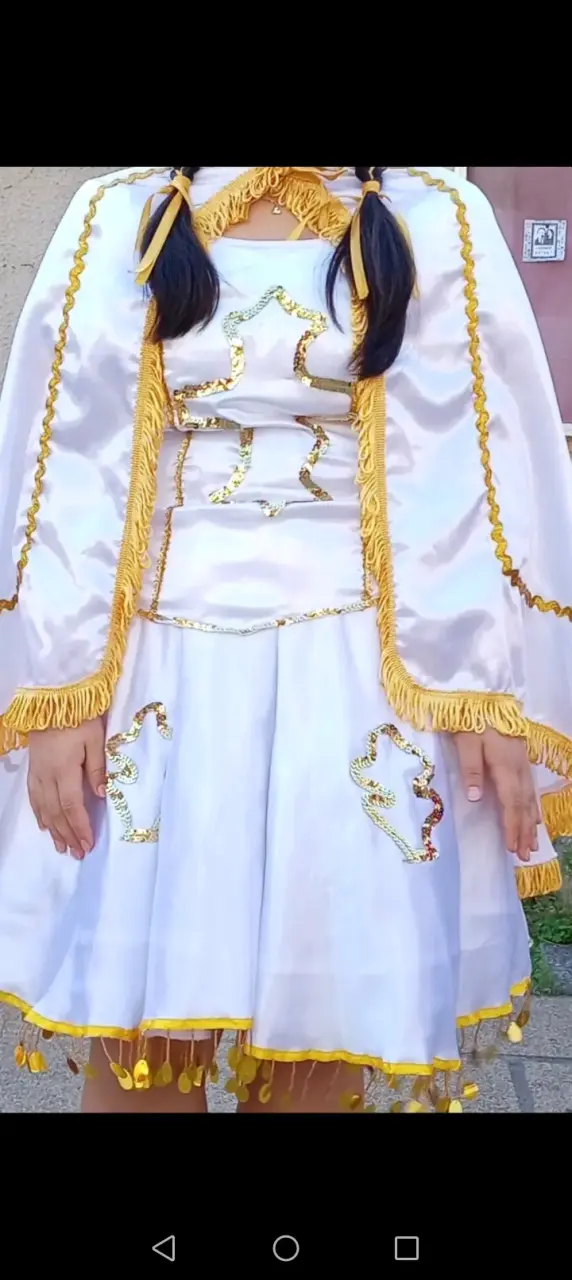 Disfraz de ángel o diablada blanco con dorados - 5