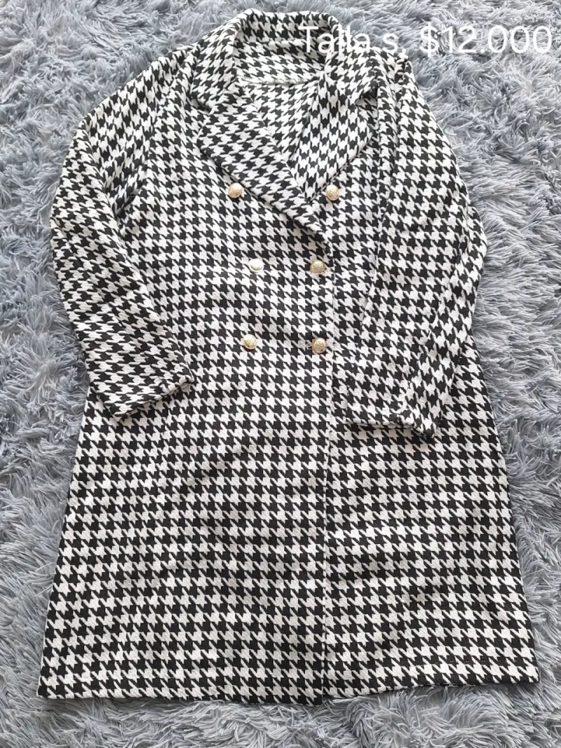 Abrigo de pata de gallo en blanco y negro talla S - 1