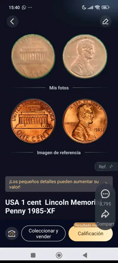 Moneda de un centavo Lincoln Memorial 1985 - miniatura 1