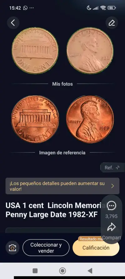 Moneda de un centavo Lincoln Memorial 1985 - miniatura 2