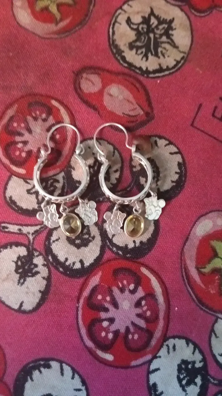 Aros de plata con dijes decorativos