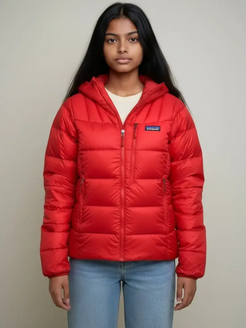 Chaqueta de plumas naranja Patagonia con capucha - 1