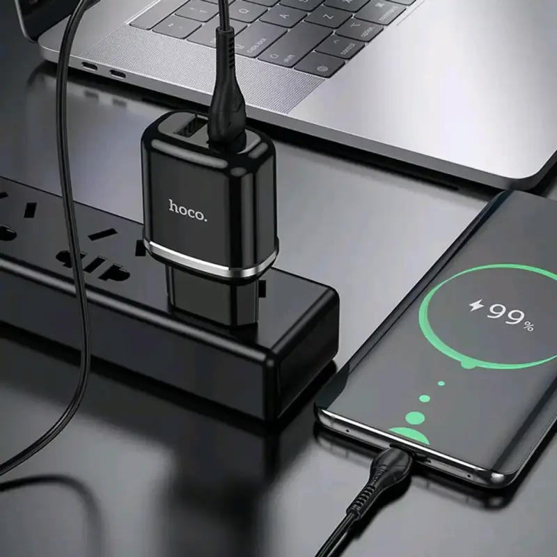 Cargador Hoco N4 Doble Puerto Micro-USB y tipo C - 1