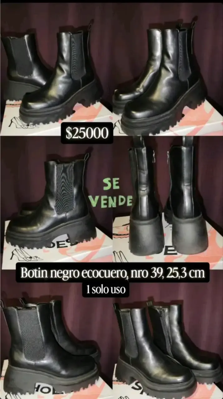 Botines negros de ecocuero talla 39 - 1