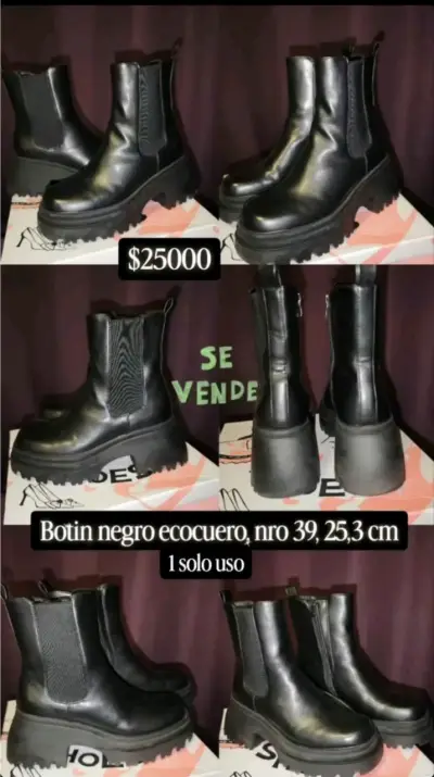 Botines negros de ecocuero talla 39 - miniatura 1