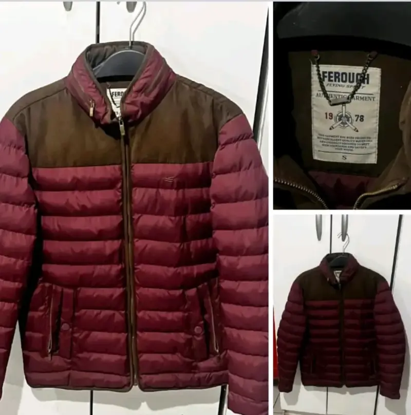 Chaqueta acolchada Ferouch marrón y burdeos