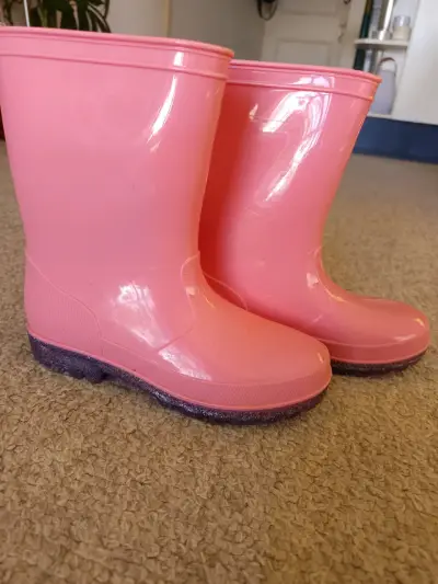 Botas de lluvia infantiles rosadas talla 32 - miniatura 1