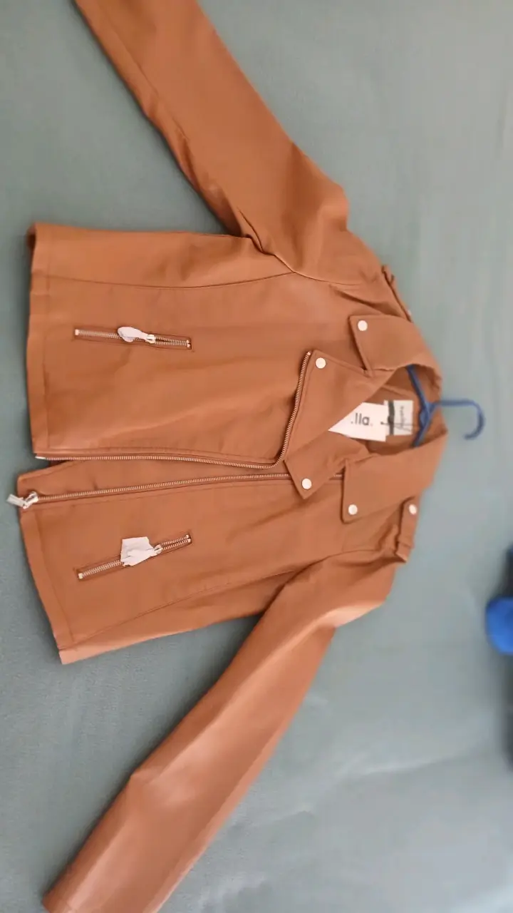 Chaqueta de cuero camel Sybilla talla L - 1