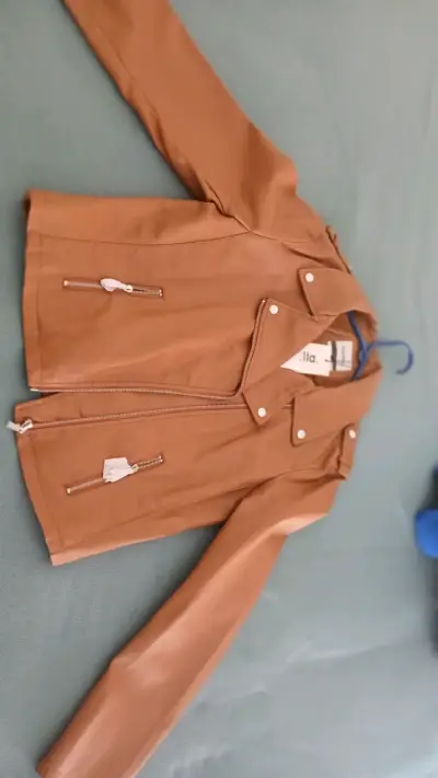 Chaqueta de cuero camel Sybilla talla L - miniatura 1