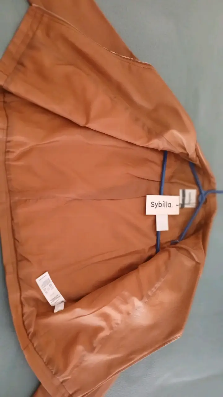 Chaqueta de cuero camel Sybilla talla L - 2