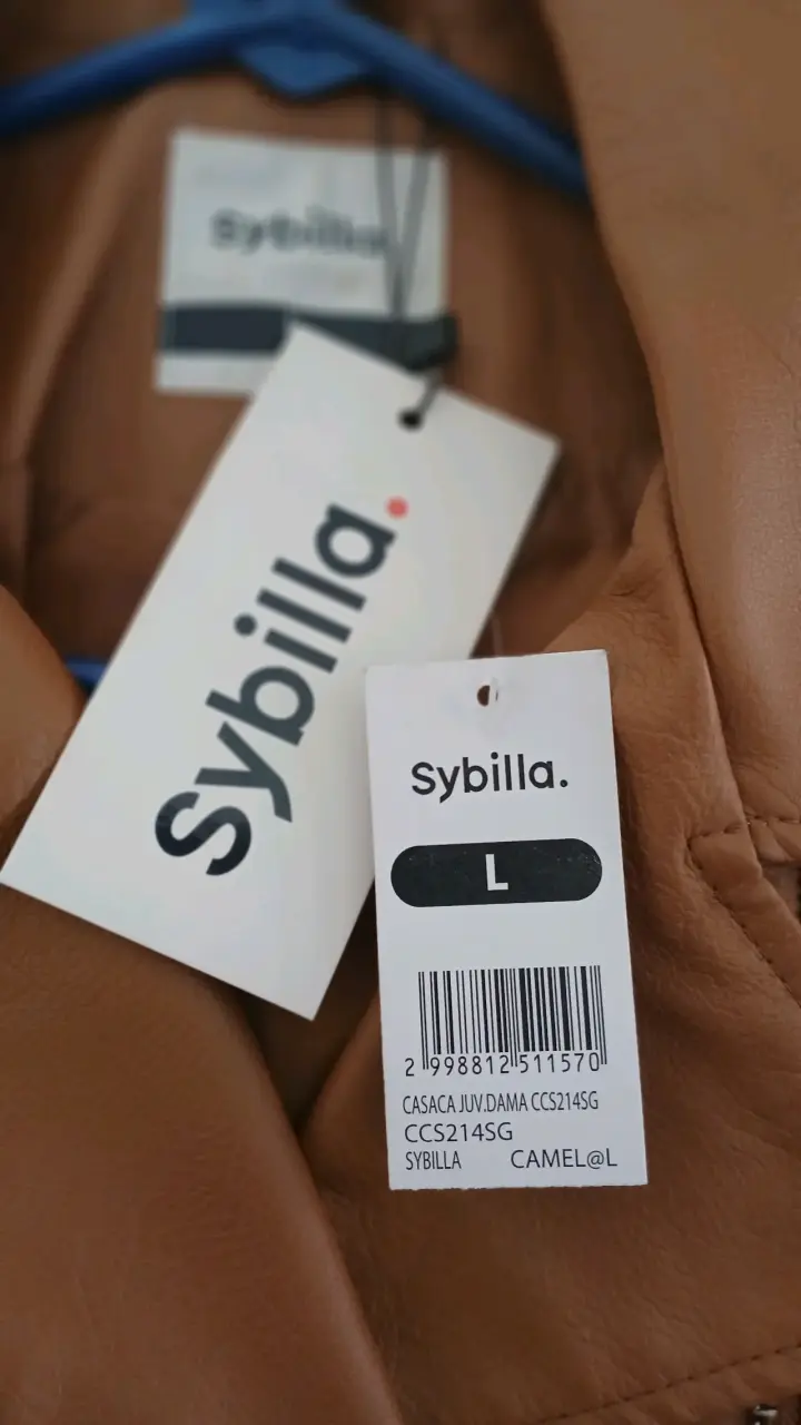 Chaqueta de cuero camel Sybilla talla L - 3