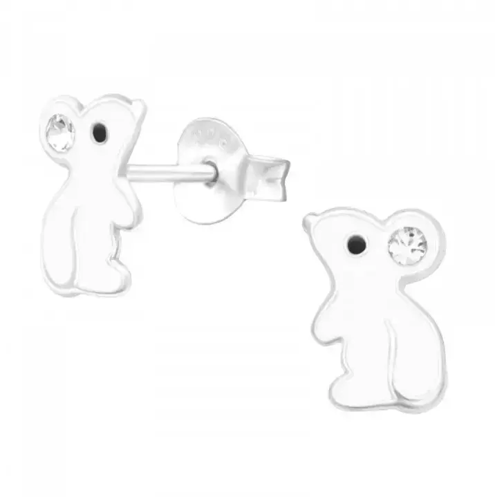 Aros de plata con diseño de oso y cristal - 2
