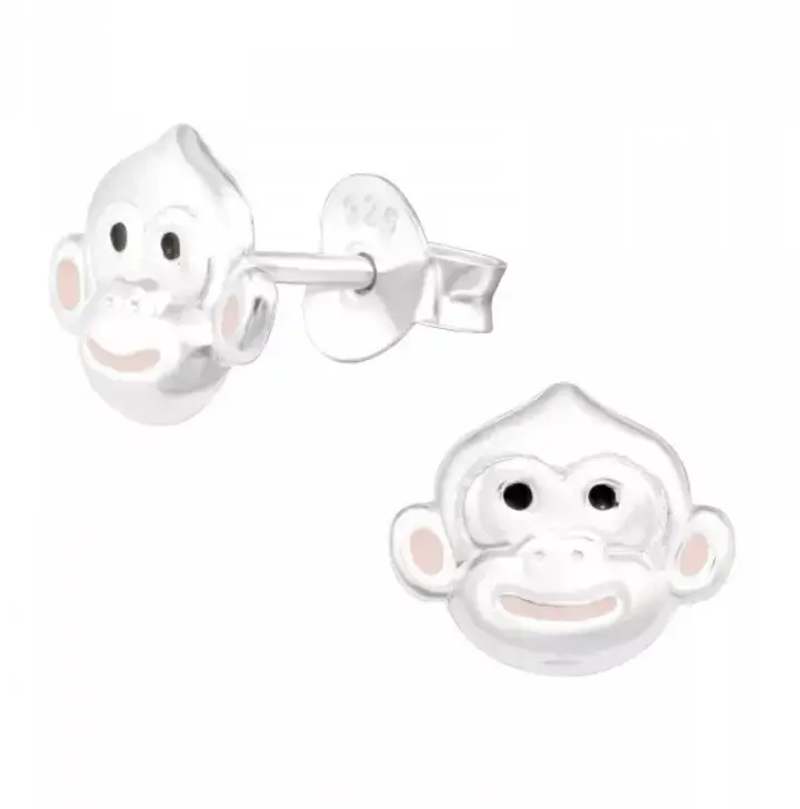 Aros de plata con diseño de mono - 2