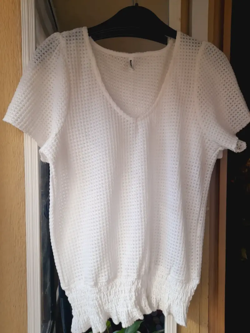 Blusa Blanca Texturizada para Mujer - 1