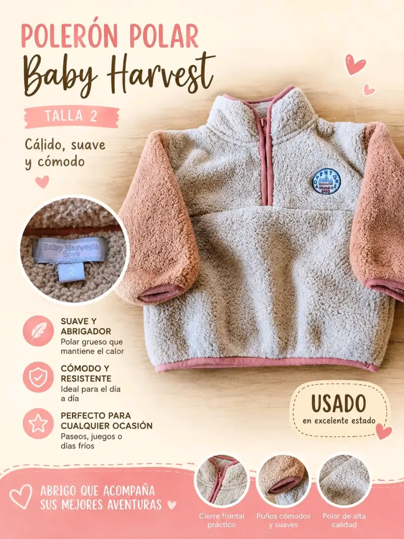 Polerón polar Baby Harvest talla 2 para niños - 1