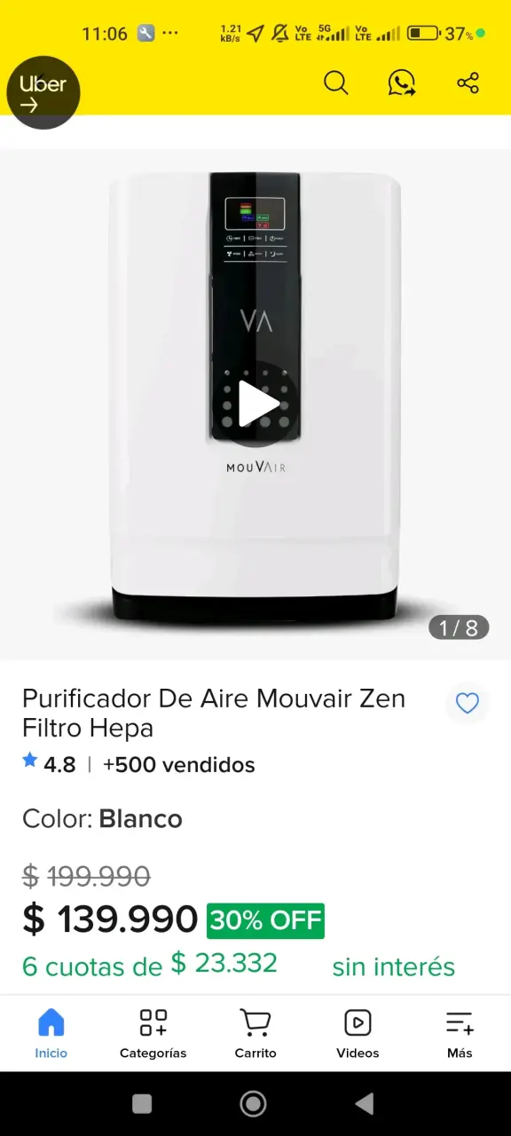 Purificador de Aire Mouvair Blanco con Control Digital - 6