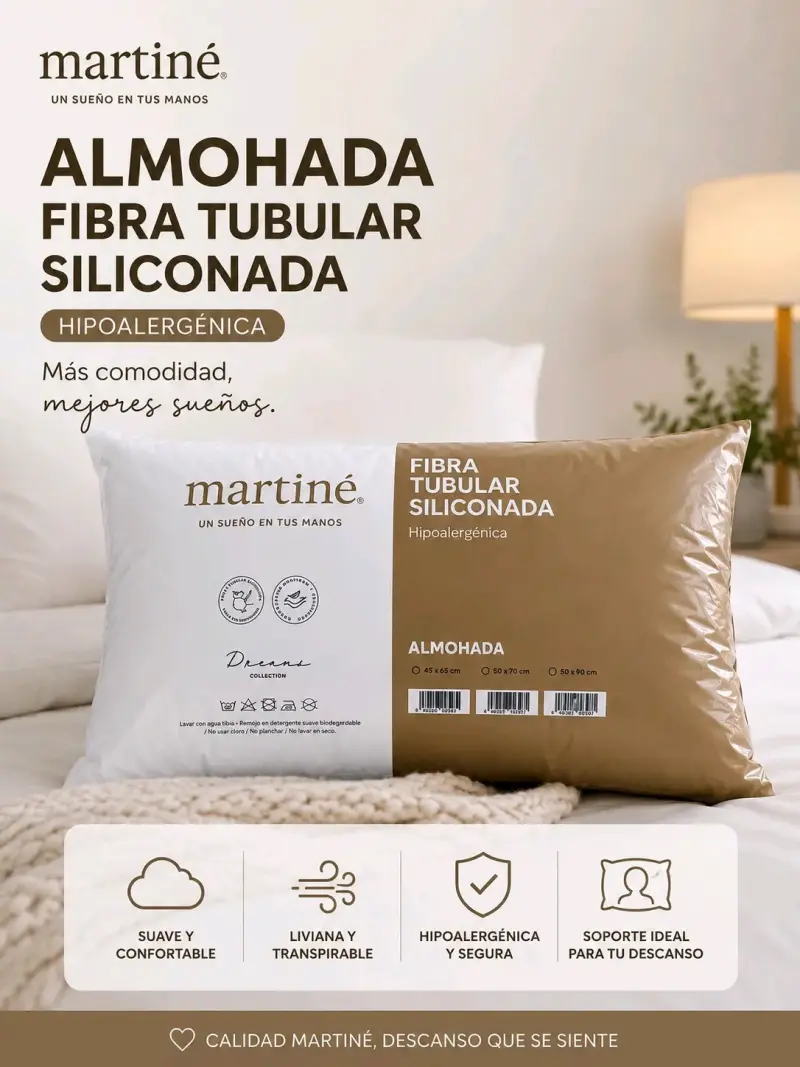 Almohada Hipoalergénica de Fibra Tubular Siliconada Martine