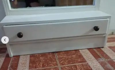Espejo de pie con cajón blanco - miniatura 3