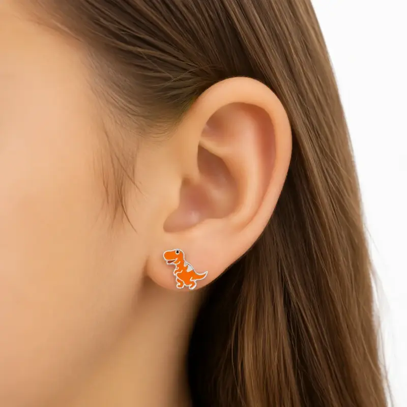 Aros de dinosaurio naranja para mujer - 1