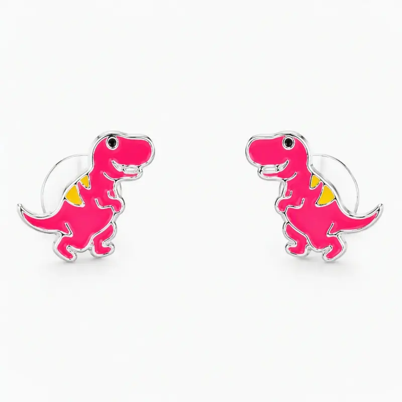 Aros de dinosaurio rosado para niñas - 2