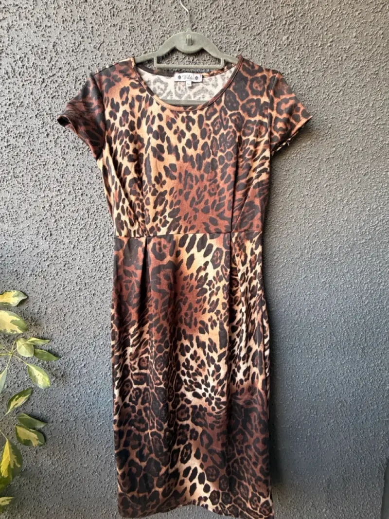 Vestido animal print estilo leopardo talla L - 3