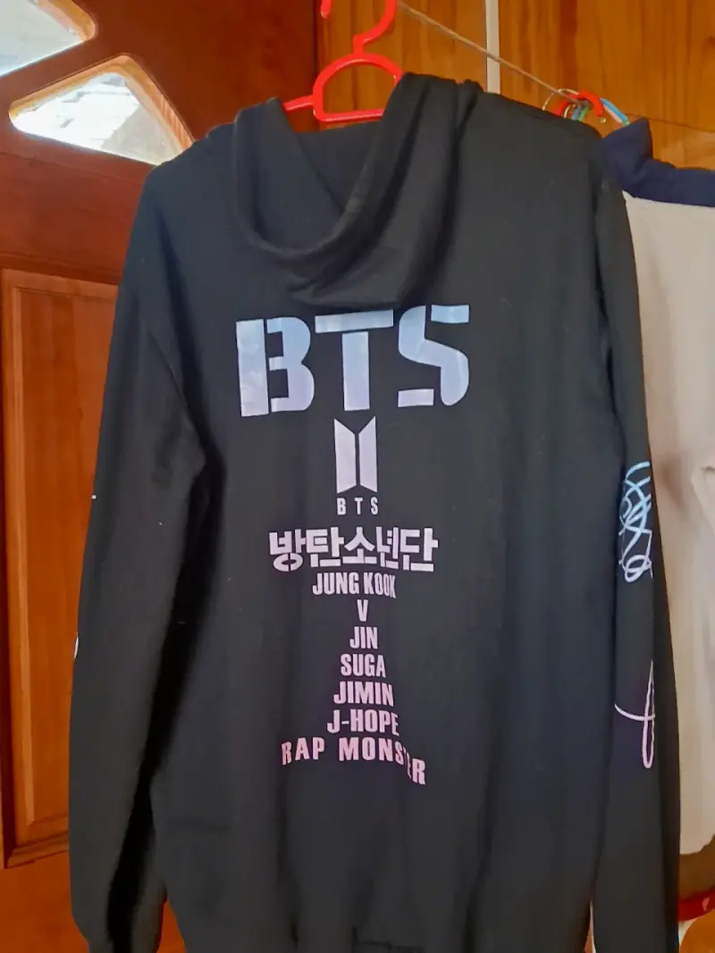 Polerón con capucha BTS negro talla XL - 2