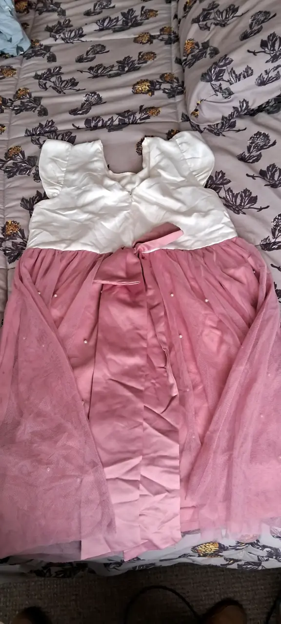 Vestido de fiesta para niña en blanco y rosado - 2