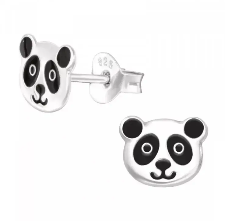 Aros de plata diseño panda para mujer - 2
