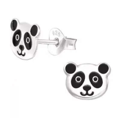 Aros de plata diseño panda para mujer - miniatura 2