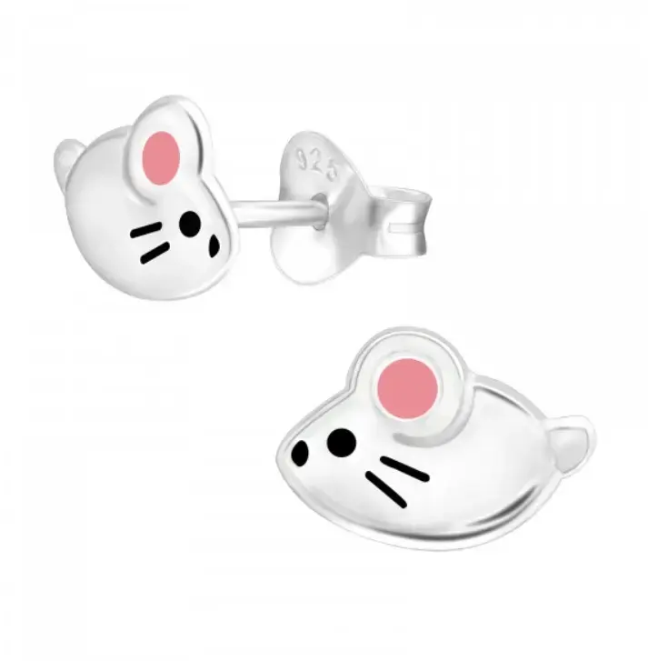 Aros de plata diseño ratón para mujer - 2