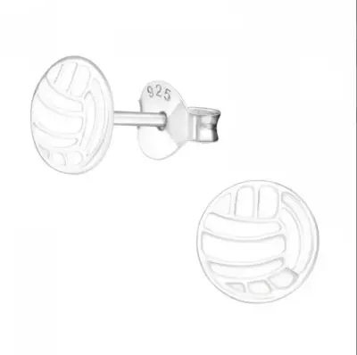 Aros de plata 925 diseño de balón de voleibol - miniatura 2