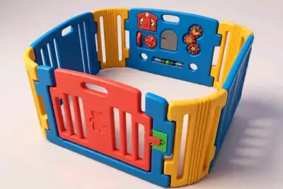 Centro de juegos infantil con resbalín y corral - miniatura 1