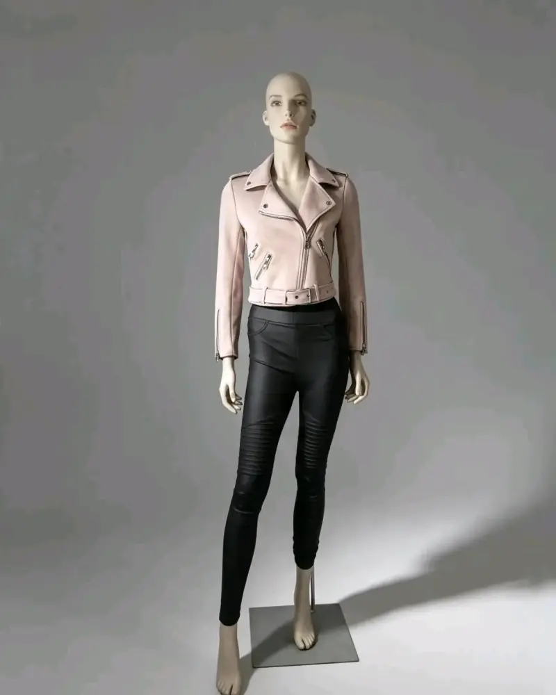 Chaqueta Biker Zara Basic Rosa (Efecto Gamuza) - 1