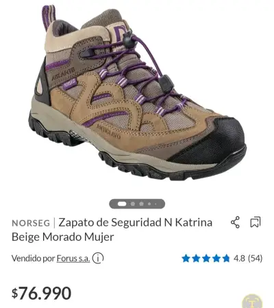 Zapato de seguridad Norseg Katrina beige y morado para mujer - miniatura 1
