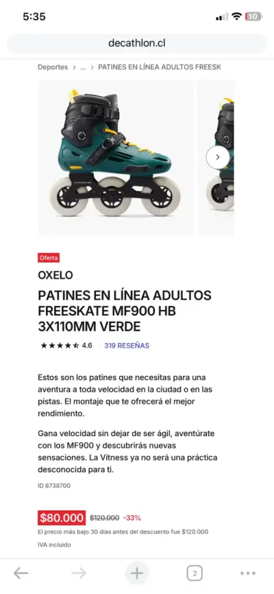 Patines roller marca OXELO - miniatura 4