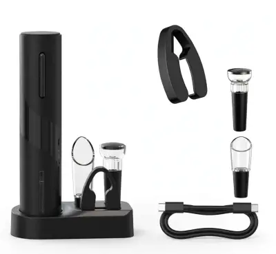 Set descorchador eléctrico 5en1 recargable USB-C - miniatura 1