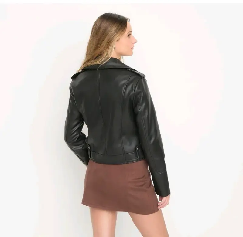 Chaqueta de cuero negra para mujer - 2