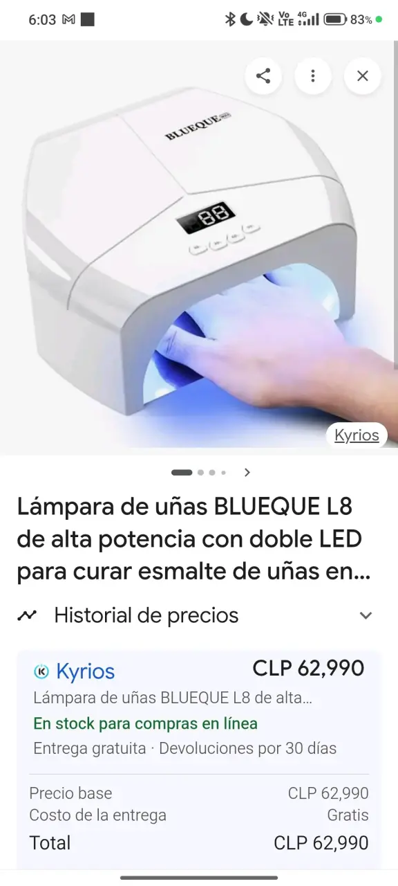 Lámpara LED UV para uñas Blueque - 3
