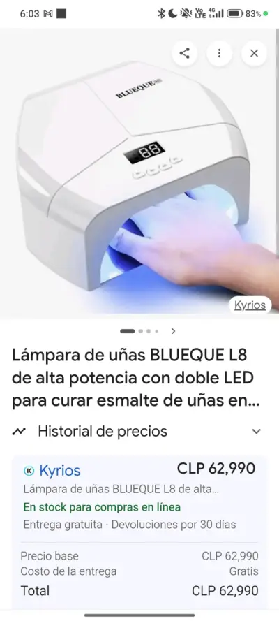 Lámpara LED UV para uñas Blueque - miniatura 3