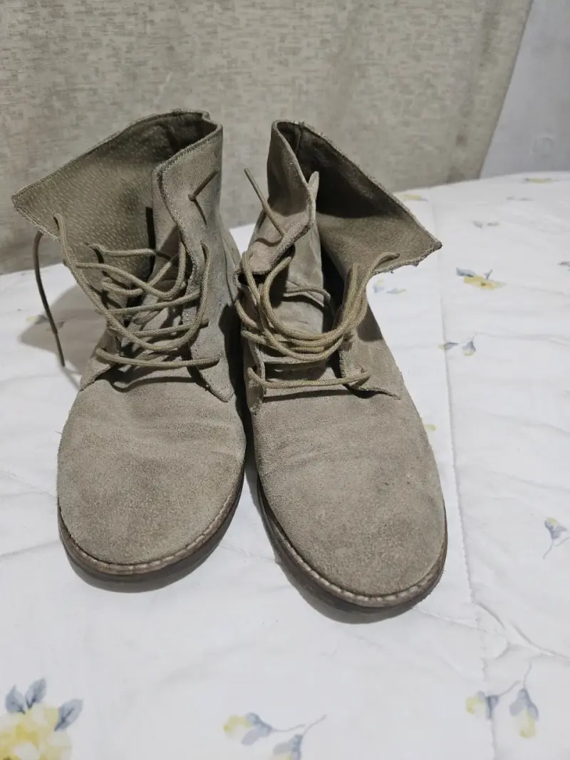 Botines de gamuza beige para mujer - 3