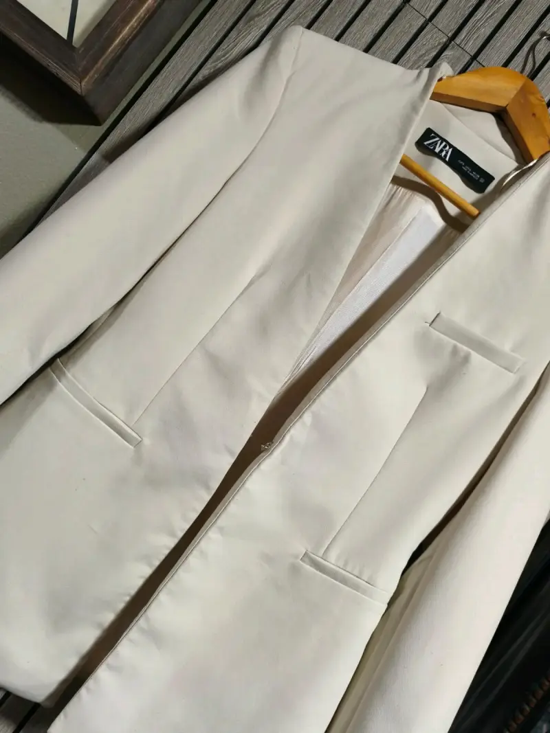 Blazer Beige crudo Elegante Zara Mujer - 2