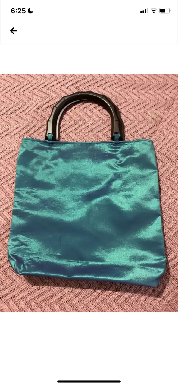Cartera de mano de tela azul con diseño étnico - 2