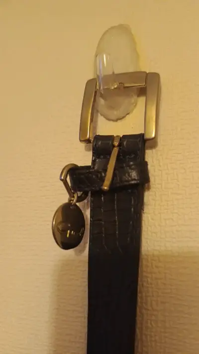 Cinturón de cuero negro con hebilla dorada Gacel - miniatura 1