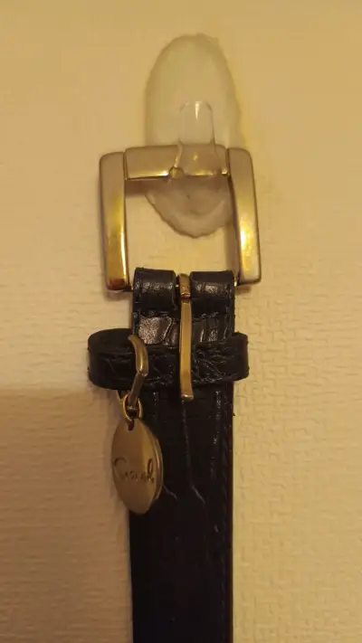 Cinturón de cuero negro con hebilla dorada Gacel - miniatura 4
