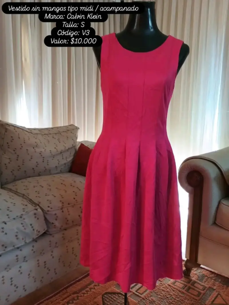 Vestido midi sin mangas Calvin Klein fucsia