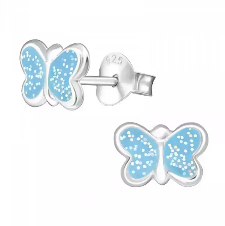 Aros de mariposa azul en plata 925 - 2